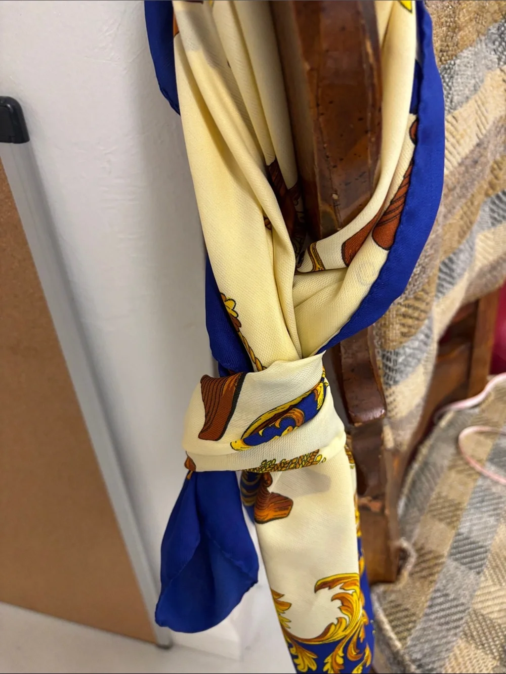 Luxury Blue & Cream Decorative Silk-Feel Scarf for Home Dining/#010 (earc 81226)